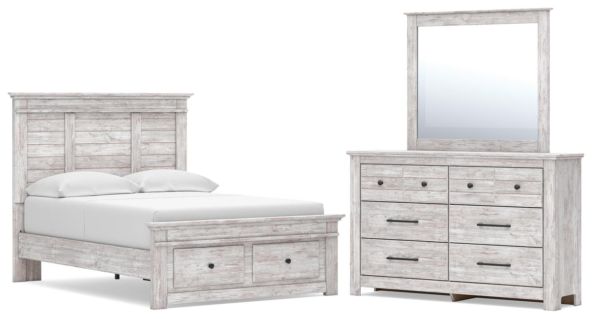 Makidern Full Panel Storage Bed, Dresser and Mirror (1)