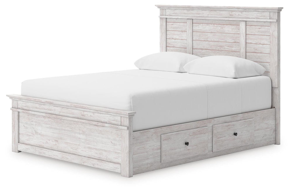 Makidern Queen Panel Storage Bed - Whitewash (2)