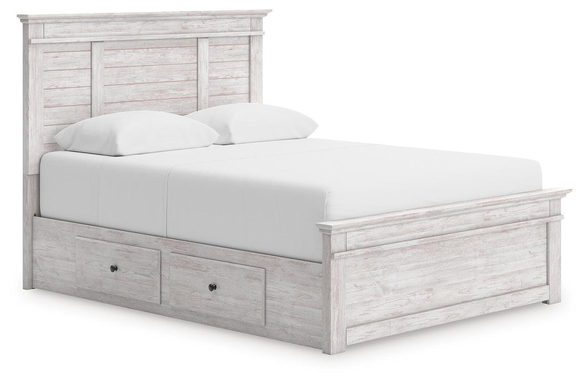 Makidern Queen Panel Storage Bed - Whitewash (1)