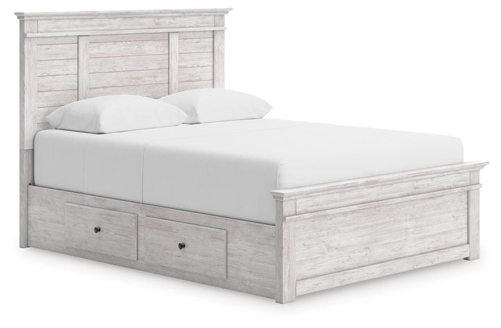 Makidern Queen Panel Storage Bed - Whitewash (1)