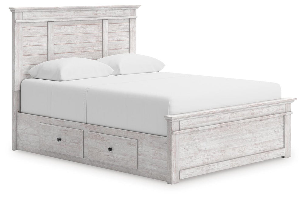 Makidern Queen Panel Storage Bed - Whitewash (1)