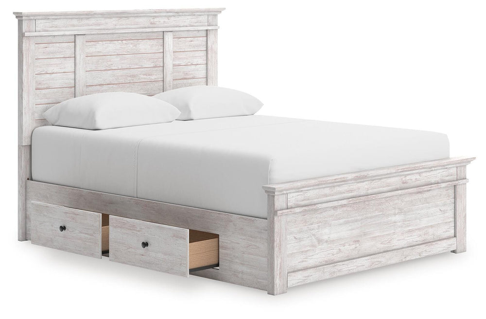 Makidern Queen Panel Storage Bed - Whitewash (4)