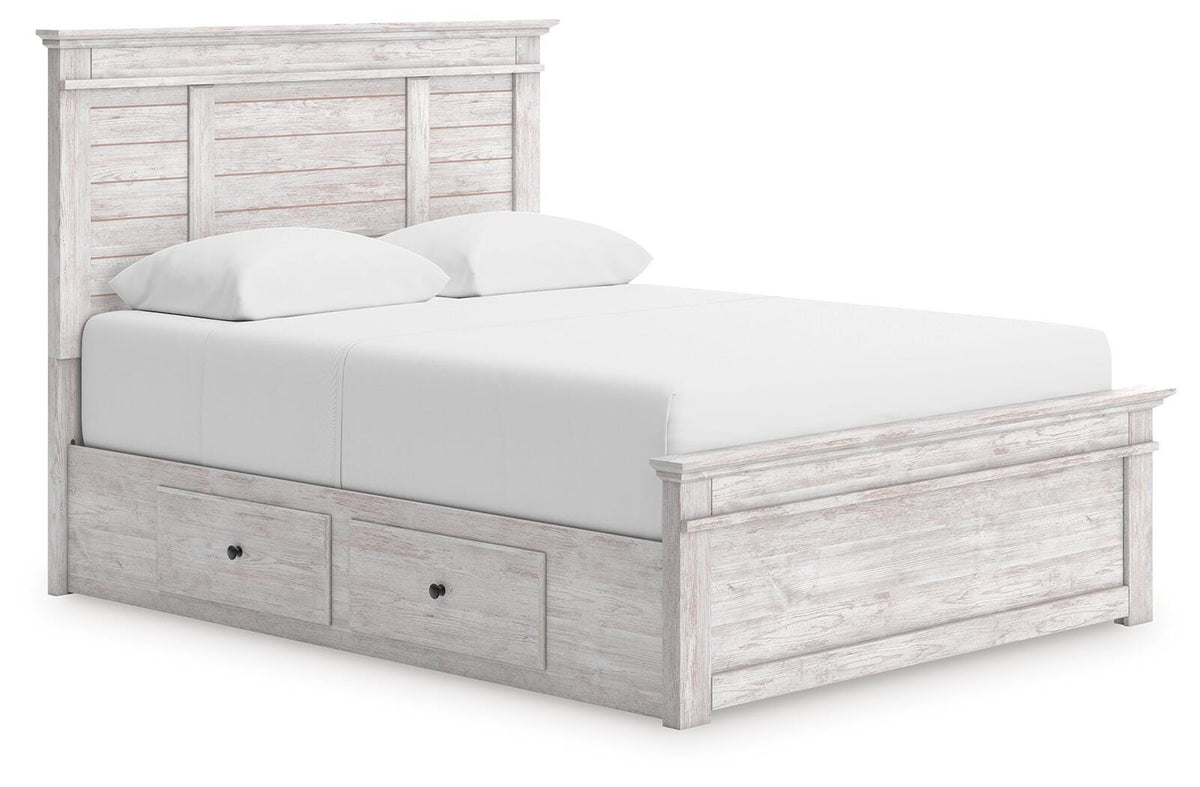Makidern Queen Panel Storage Bed - Whitewash (1)