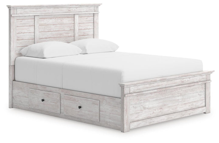 Makidern Queen Panel Storage Bed - Whitewash (1)