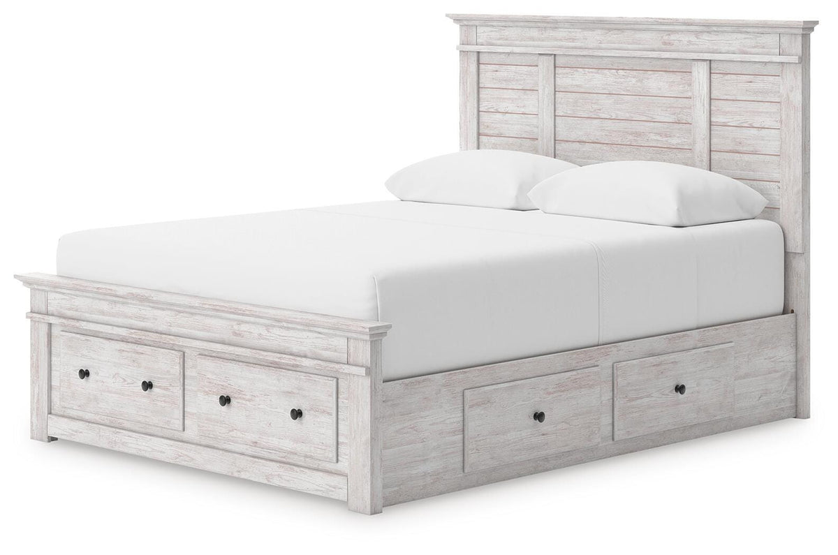 Makidern Queen Panel Storage Bed - Whitewash (2)