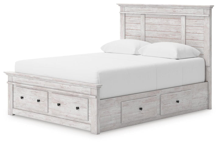 Makidern Queen Panel Storage Bed - Whitewash (2)