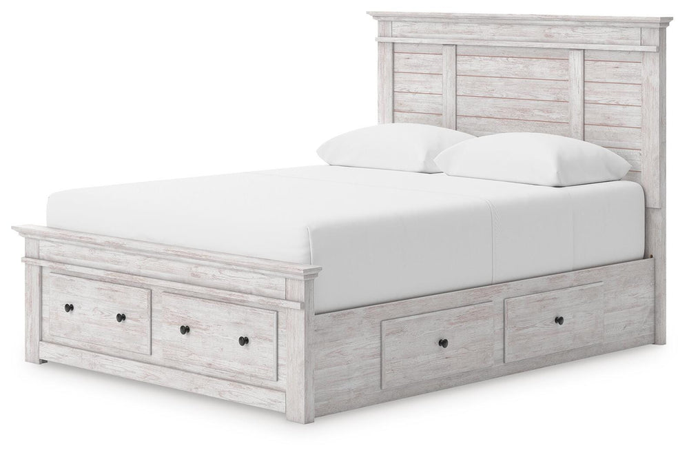 Makidern Queen Panel Storage Bed - Whitewash (2)