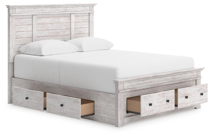 Makidern Queen Panel Storage Bed - Whitewash (4)