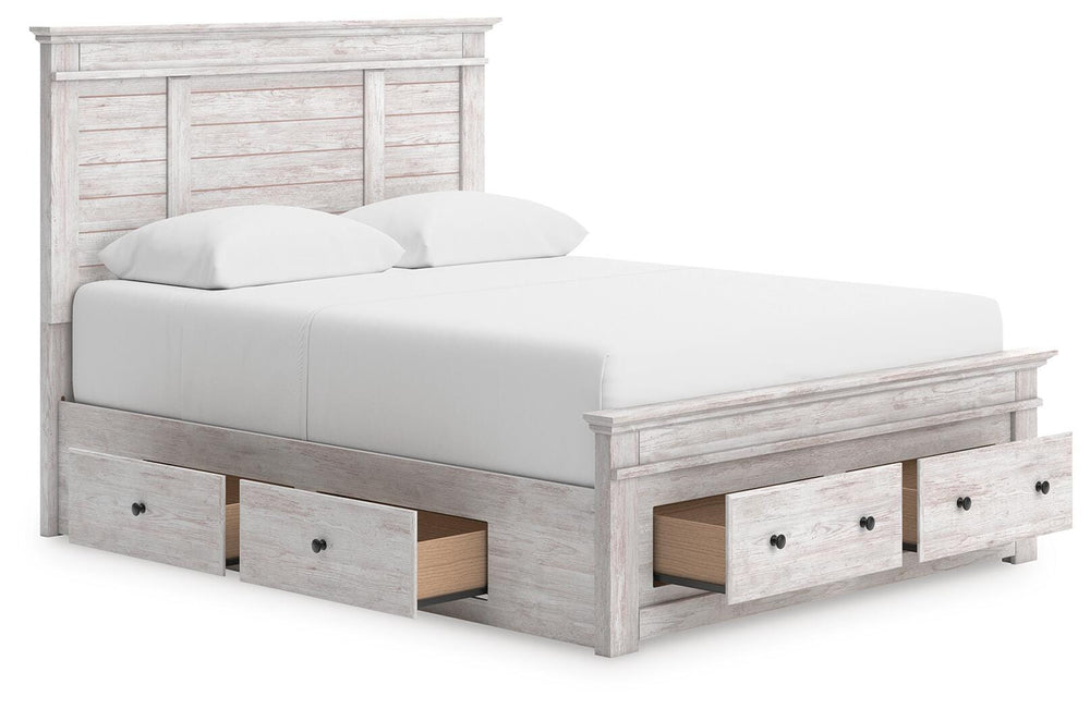 Makidern Queen Panel Storage Bed - Whitewash (4)