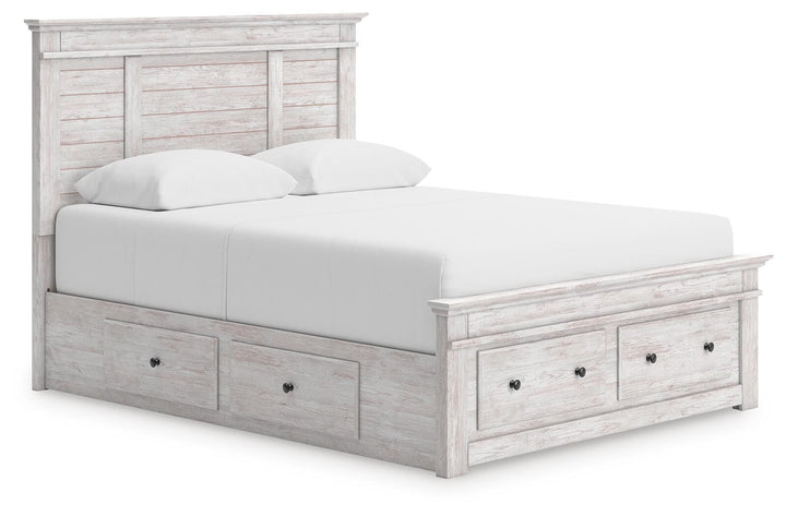 Makidern Queen Panel Storage Bed - Whitewash (1)