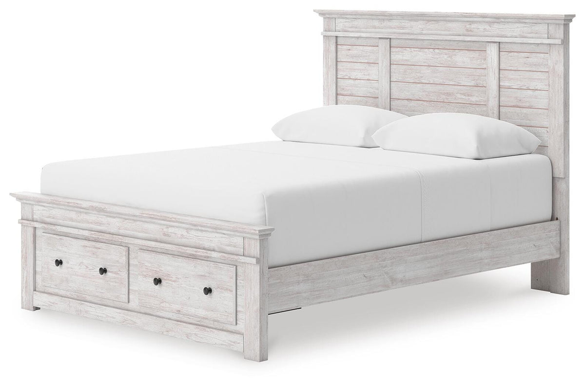 Makidern Queen Panel Storage Bed - Whitewash (2)