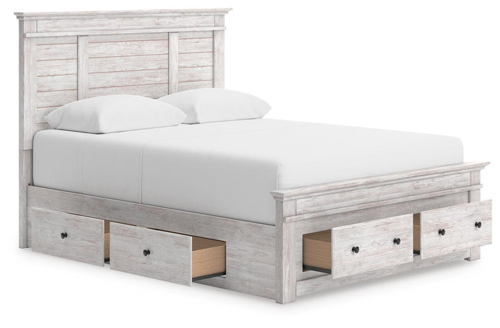 Makidern Queen Panel Storage Bed - Whitewash (4)
