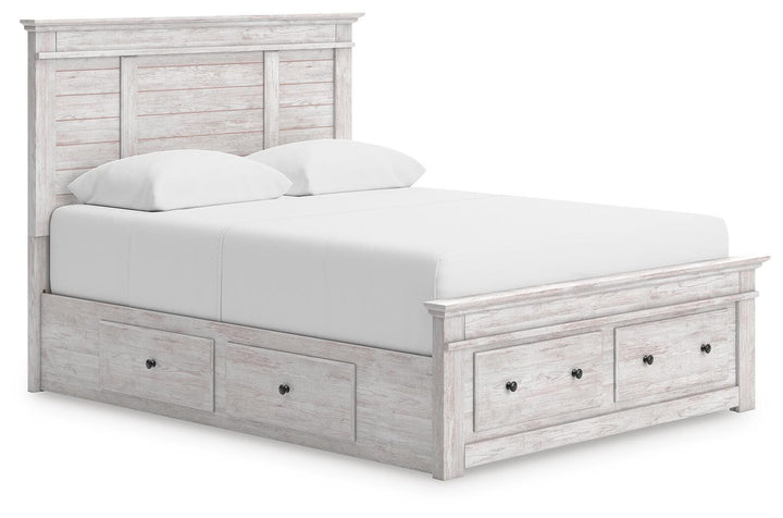 Makidern Queen Panel Storage Bed - Whitewash (1)