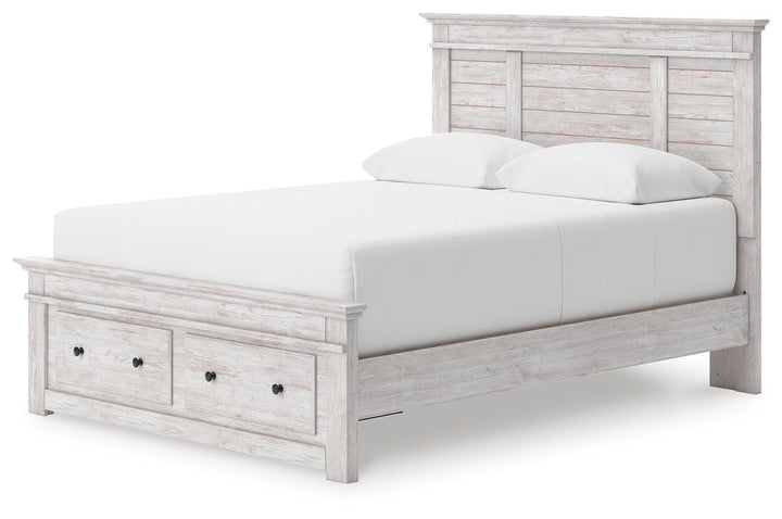 Makidern Queen Panel Storage Bed - Whitewash (2)