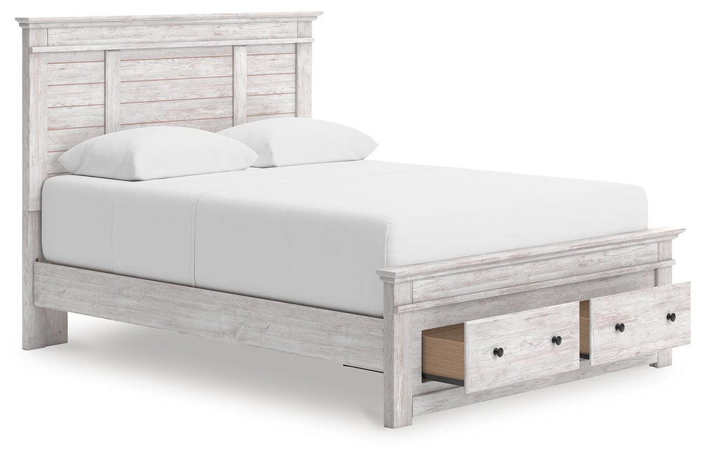 Makidern Queen Panel Storage Bed - Whitewash (4)