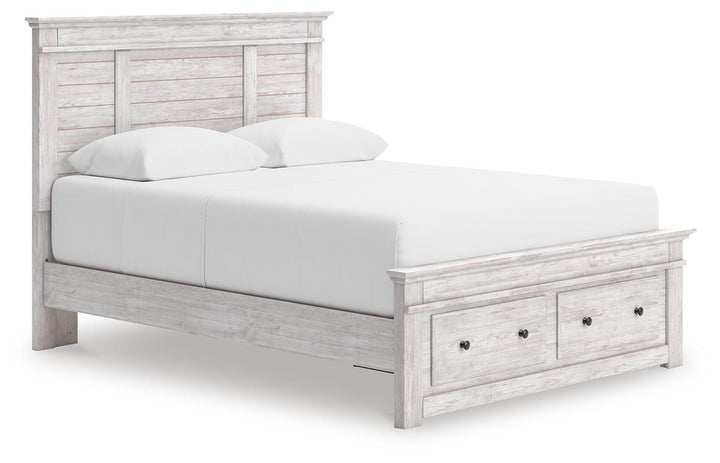 Makidern Queen Panel Storage Bed - Whitewash (1)