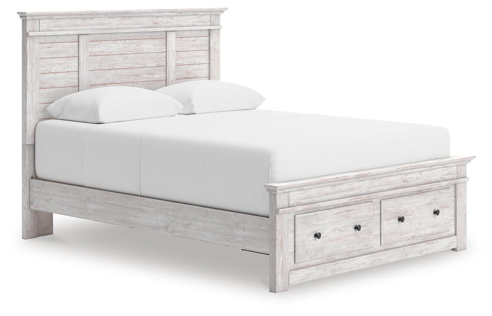 Makidern Queen Panel Storage Bed - Whitewash (1)