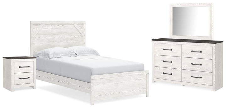 Gerridan Full Panel Bed, Dresser, Mirror and Nightstand - White/Gray (1)