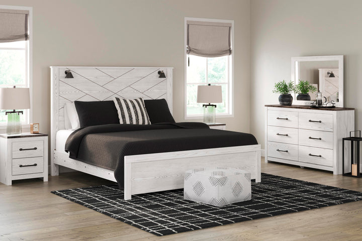 Gerridan King Panel Bed, Dresser, Mirror and Nightstand - White/Gray (19)