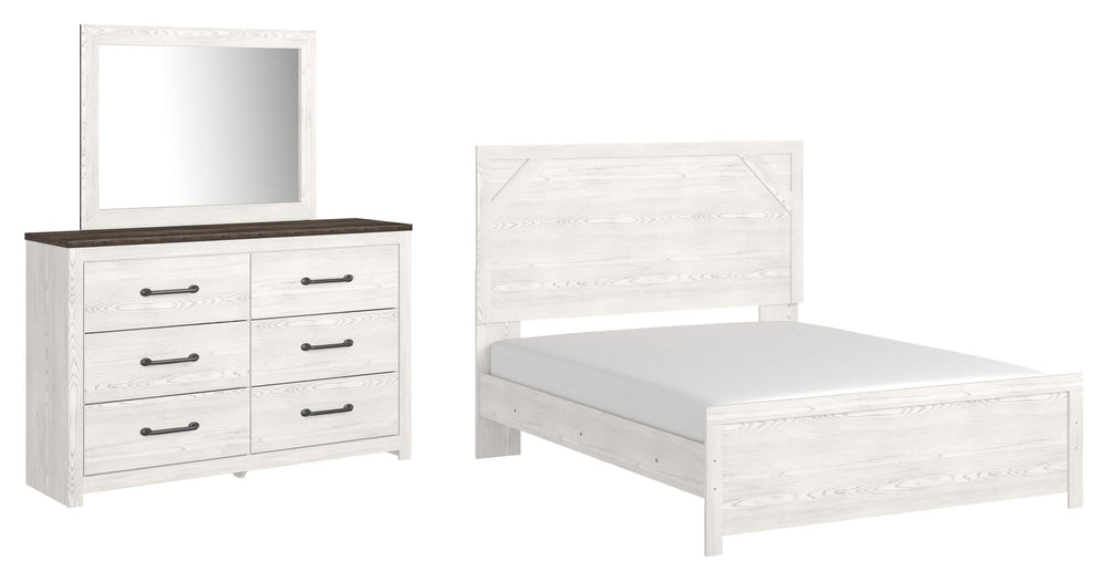 Gerridan Queen Panel Bed, Dresser and Mirror - White/Gray (1)