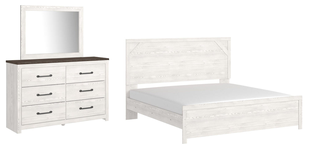 Gerridan King Panel Bed, Dresser and Mirror - White/Gray (1)