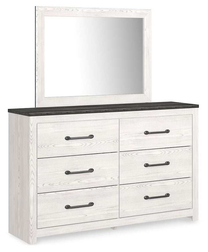 Gerridan Full Panel Bed, Dresser, Mirror and Nightstand - White/Gray (2)