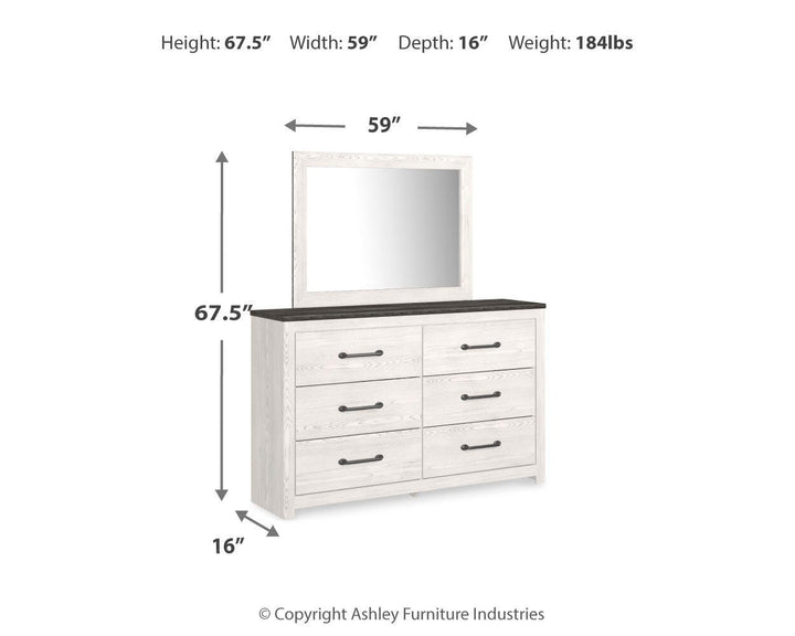 Gerridan King Panel Bed, Dresser, Mirror and Nightstand - White/Gray (16)