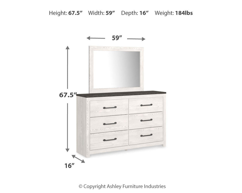 Gerridan King Panel Bed, Dresser, Mirror and Nightstand - White/Gray (16)
