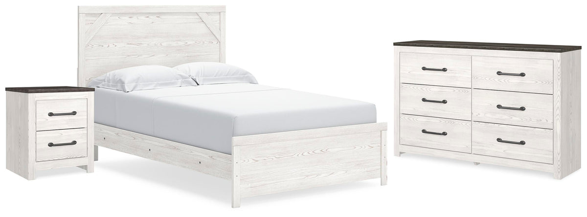 Gerridan Queen Panel Bed, Dresser and Nightstand - White/Gray (1)