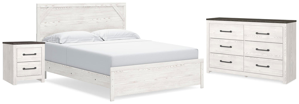 Gerridan King Panel Bed, Dresser and Nightstand - White/Gray (1)