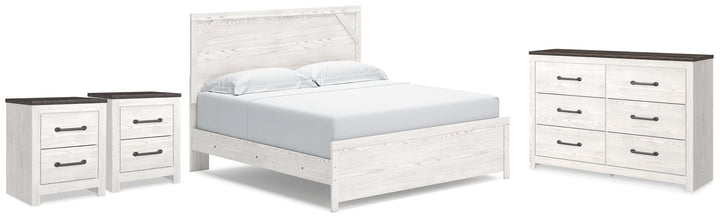 Gerridan King Panel Bed, Dresser and 2 Nightstands - White/Gray (1)