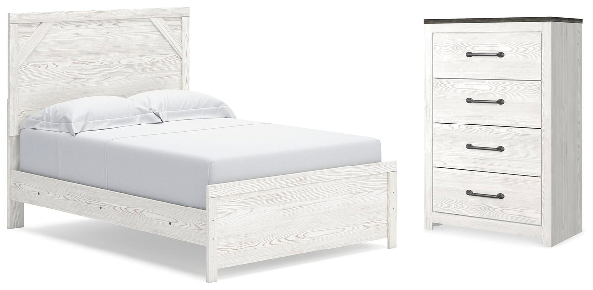 Gerridan Full Panel Bed and Chest - White/Gray (1)