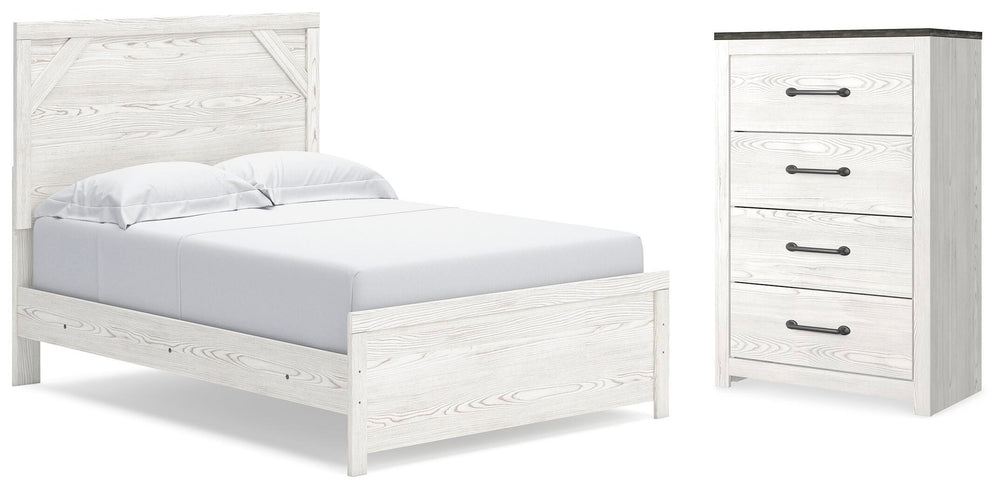 Gerridan Full Panel Bed and Chest - White/Gray (1)