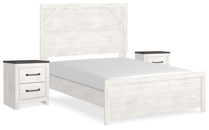 Gerridan Full Panel Bed and 2 Nightstands - White/Gray (1)