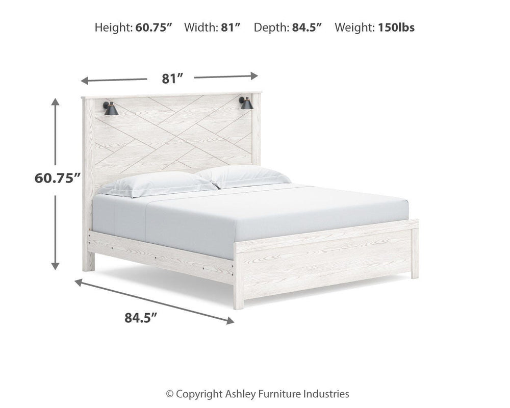 Gerridan King Panel Bed, Chest and 2 Nightstands - White/Gray (9)