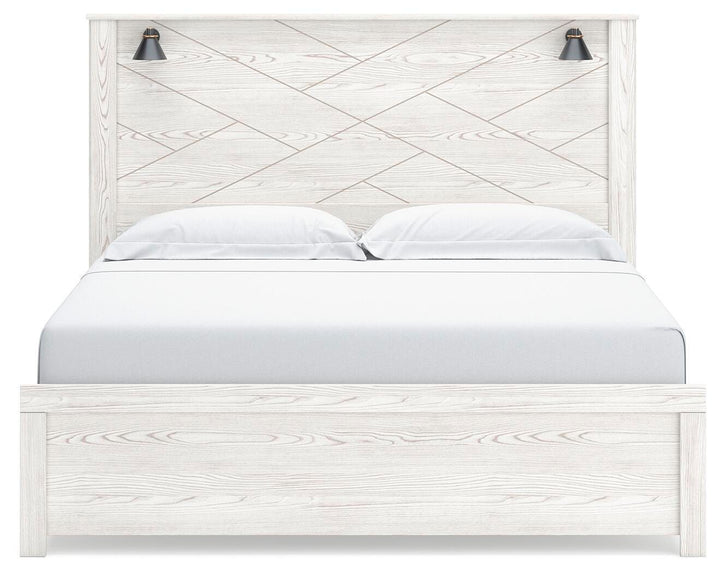 Gerridan King Panel Bed, Dresser, Mirror and Nightstand - White/Gray (5)