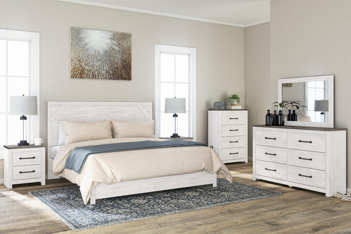 Gerridan King Panel Bed, Dresser and Mirror - White/Gray (3)