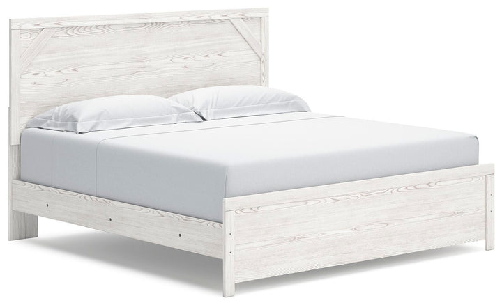 Gerridan King Panel Bed, Dresser, Mirror and 2 Nightstands - White/Gray (4)
