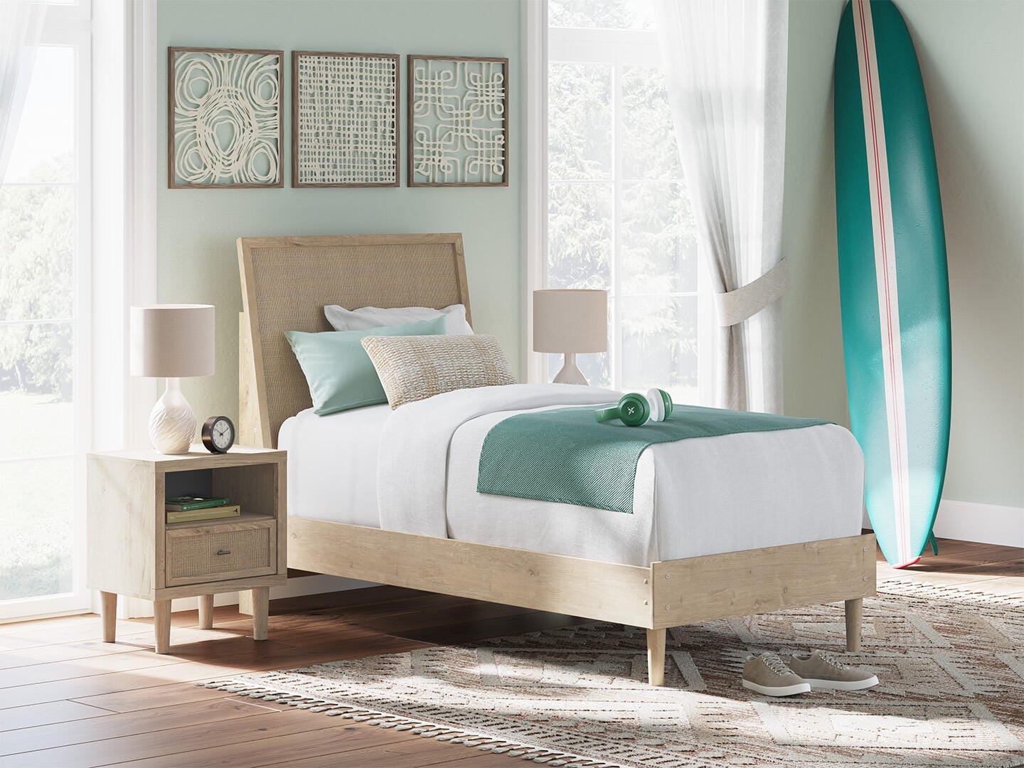 Cielden Twin Panel Bed - Beige (2)