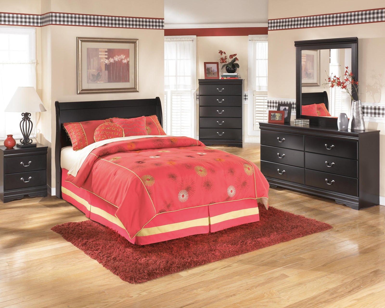 Huey Vineyard Full Sleigh Headboard - Black (2)