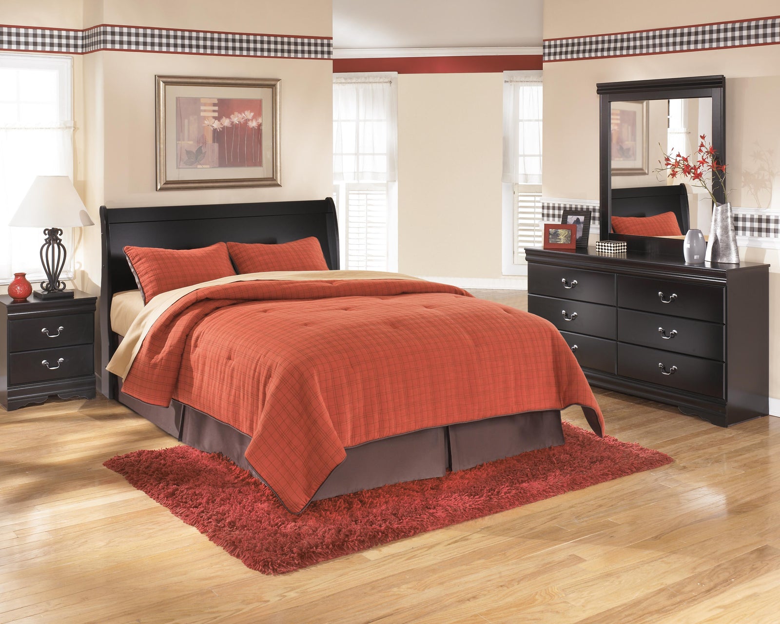 Huey Vineyard Queen Sleigh Headboard - Black (2)