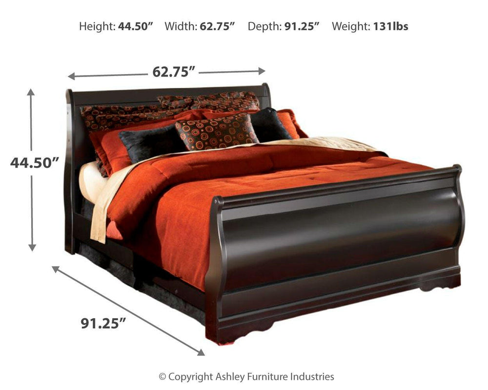 Huey Vineyard Queen Sleigh Bed with Dresser and Mirror - Black (5)