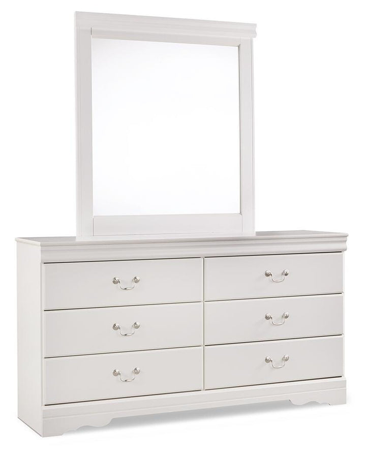 Anarasia Queen Sleigh Bed, Dresser, Mirror and Nightstand - White (3)