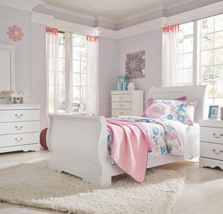 Anarasia Twin Sleigh Bed - White (3)