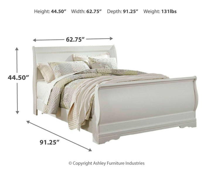 Anarasia Queen Sleigh Bed with Chest of Drawers and Nightstand - White (6)