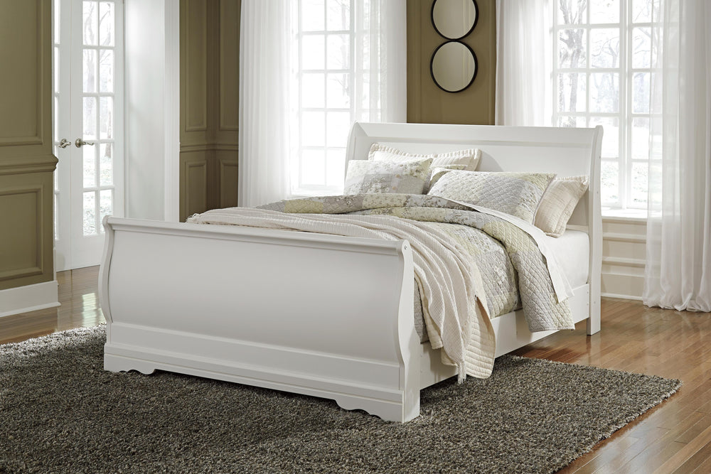 Anarasia Queen Sleigh Bed and Dresser - White (7)