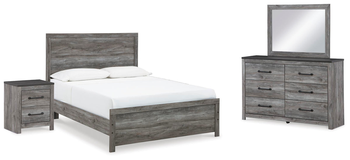 Bronyan Queen Panel Bed, Dresser, Mirror and Nightstand - Dark Gray (1)