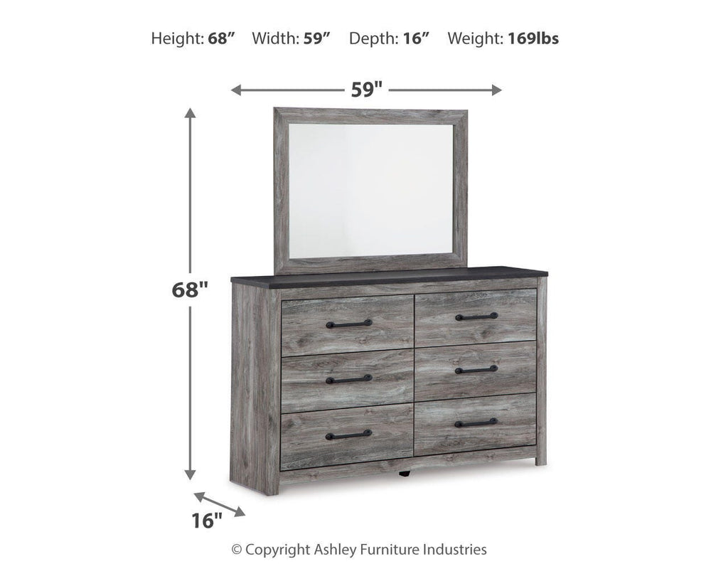 Bronyan King Panel Bed, Dresser and Mirror - Dark Gray (7)