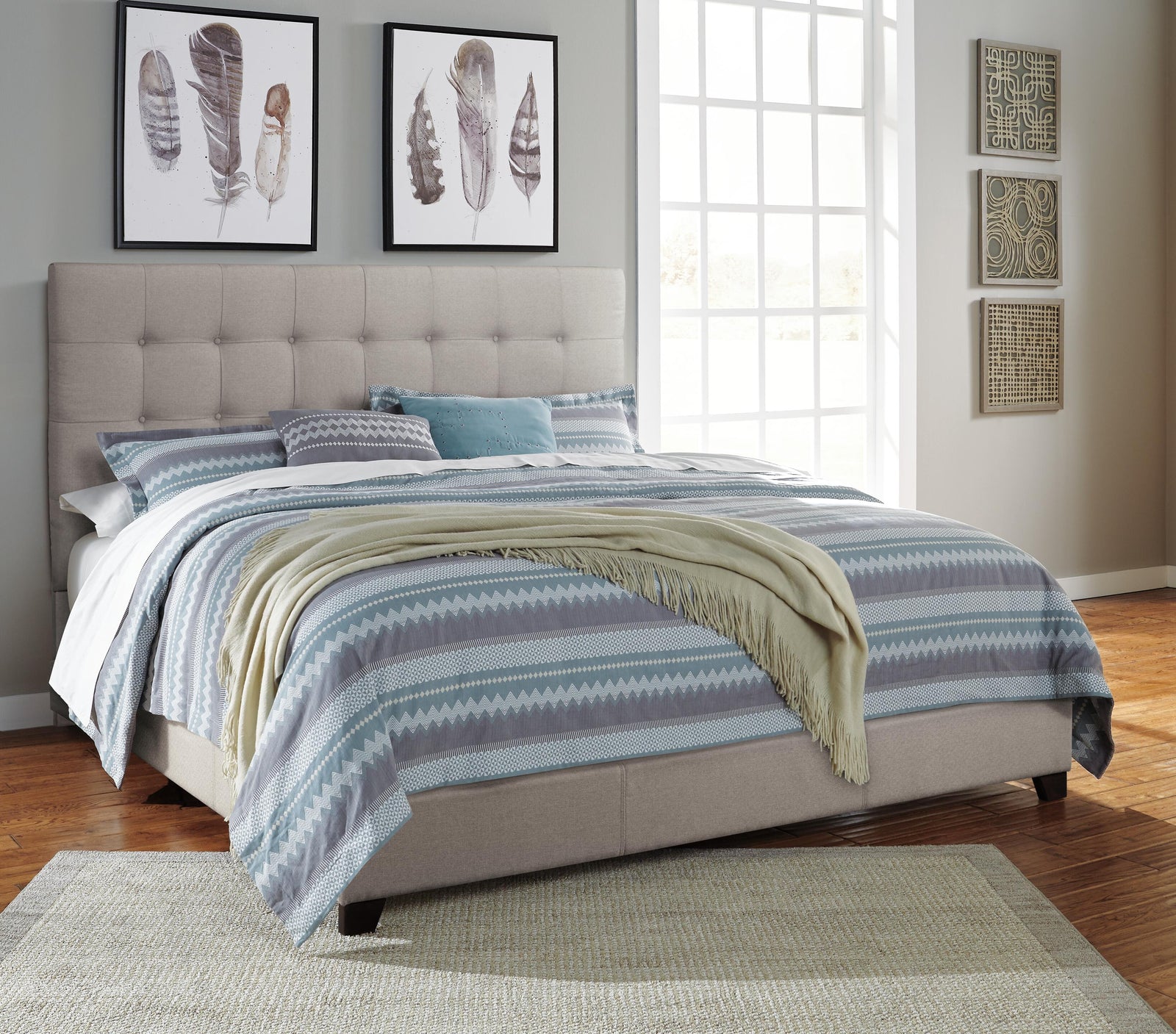 Dolante King Upholstered Bed - Beige (2)