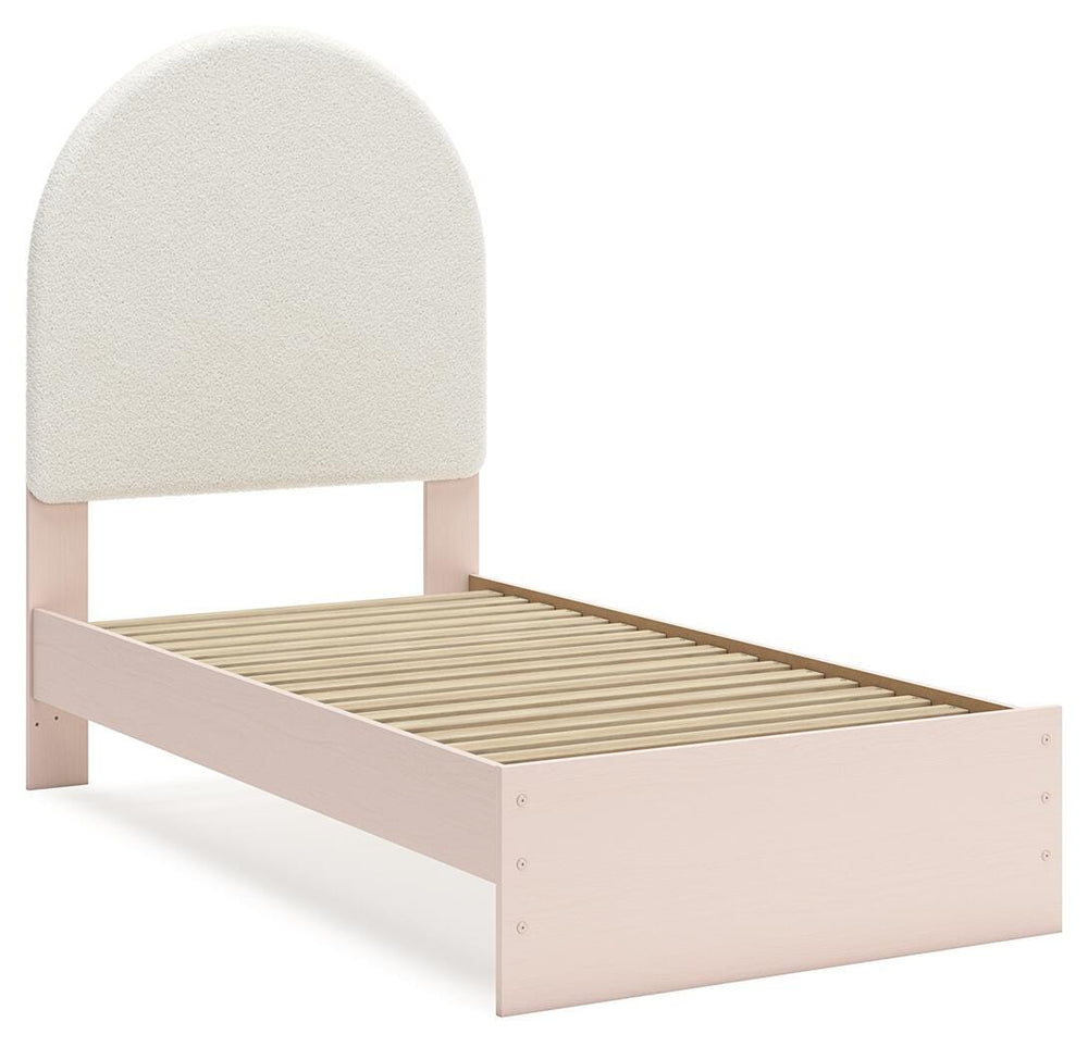 Wistenpine Twin Upholstered Panel Bed - Pink (3)